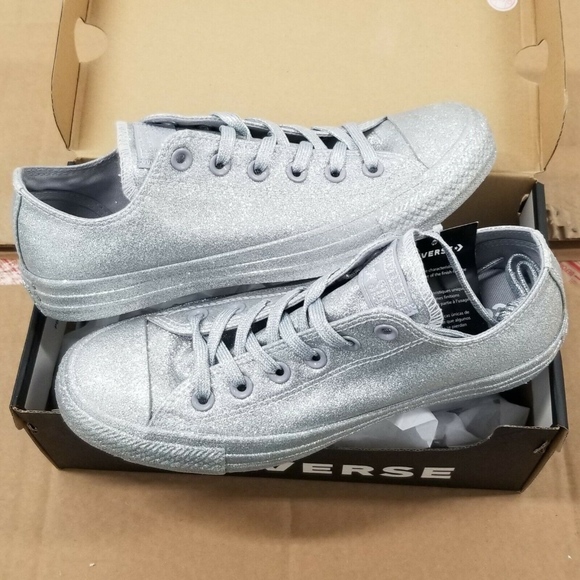 converse all star ox low silver sequins